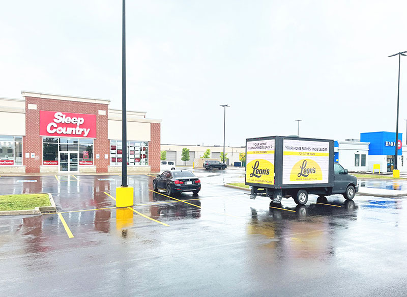 leons furnitore store led truck campaign