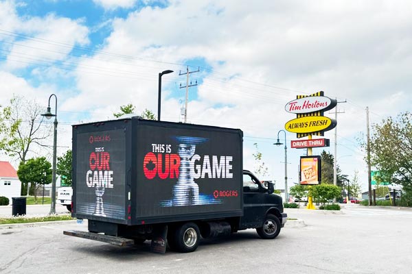 media truck advertising for rogers game night